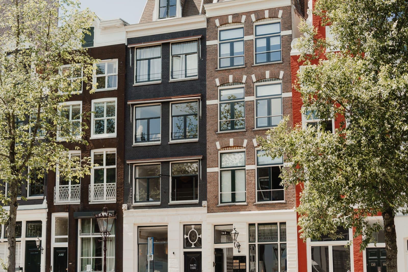 Canal houses on the street