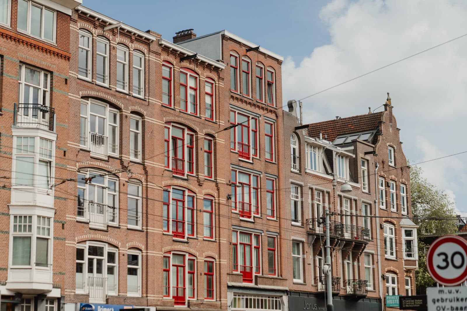 Brick apartment buildings in Amsterdam